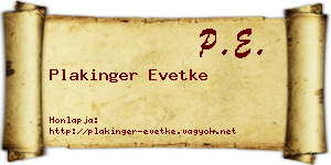 Plakinger Evetke névjegykártya